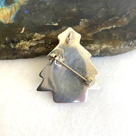 VTG Sterling Silver 925 Mexico Hollow Christmas Tree Brooch Pendant - Picture 4 of 16